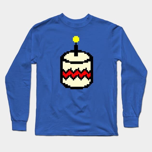 8bit Food Birthday Cake Pixelart Long Sleeve T-Shirt by ellenhenryart